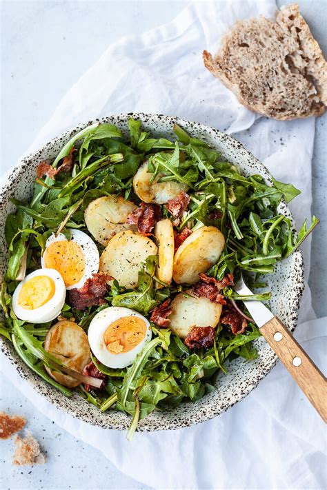 Dandelion Salad with Eggs and Bacon - Vibrant plate