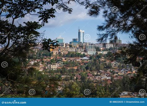 Kigali City Centre Skyline And Surrounding Areas Lit Up At Dusk. Rwanda Royalty-Free Stock Photo ...