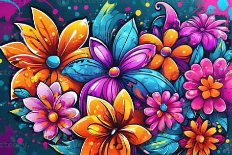 Flower Graffiti Wallpaper, Graffiti Background, Floral Graffiti Pattern ...