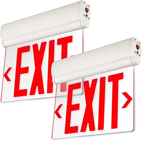 LEONLITE Red Emergency Exit Sign, UL 924, LED Edge Lit Exit Sign, Hardwired Exit Lights with ...