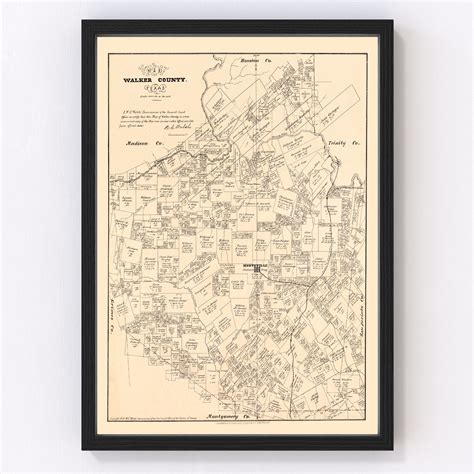 Walker County Texas Map 1879 Old Map of Walker County Texas - Etsy | Vintage map, Map art print ...