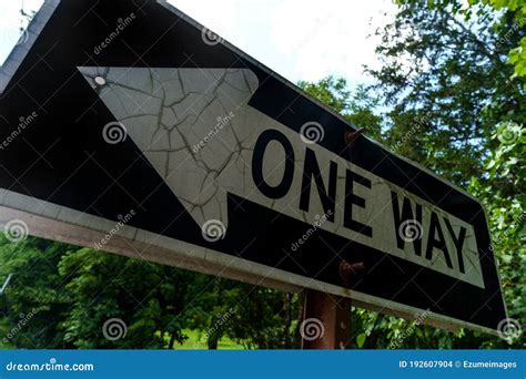 One Way Arrow Sign stock photo. Image of sign, summer - 192607904