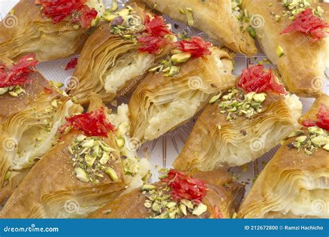 Oriental Arabic Sweet Warbat with Qishta, Kadayif, Kunafa, with ...