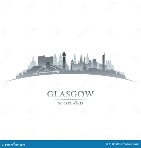 Glasgow Scotland City Skyline Silhouette White Background Stock Vector ...