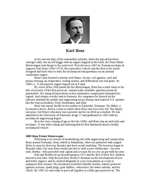 Karl Benz Biography | PDF | Mercedes Benz | Car