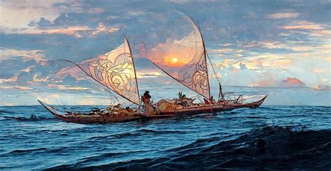 Polynesian Fishing Boat With Tattoo Sails - Etsy