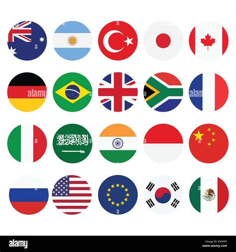 Vector illustration of G-20 countries flags. The Group of Twenty, the ...