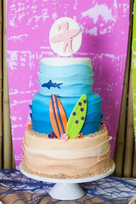 Cake from a Girly Surfing Party via Kara's Party Ideas | The Place for All Things Party ...