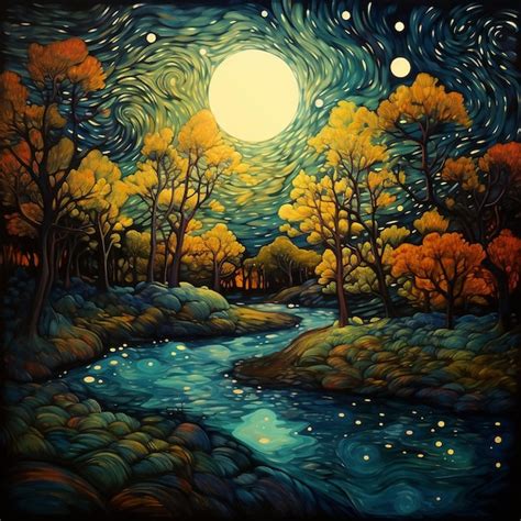 Premium AI Image | Harmony of nature painting and forest