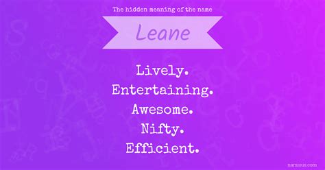 The hidden meaning of the name Leane | Namious