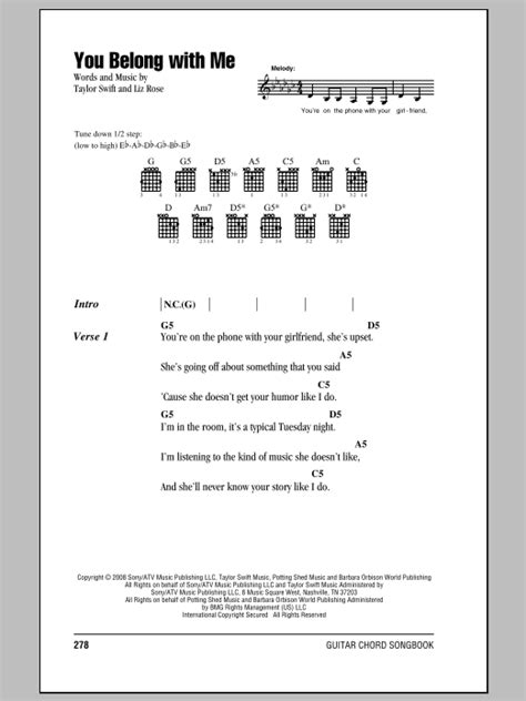 You Belong With Me - Guitar Chords/Lyrics | zZounds