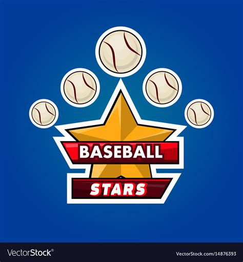 Baseball stars emblem Royalty Free Vector Image