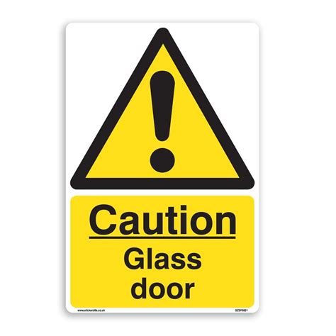 Caution Glass Door Sign – 5 Pack [A5 150mm x 200mm] Self Adhesive Stickers – Stickerzilla