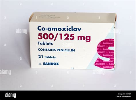 A stock photograph of a packet of Co-amoxiclav tablets Stock Photo - Alamy