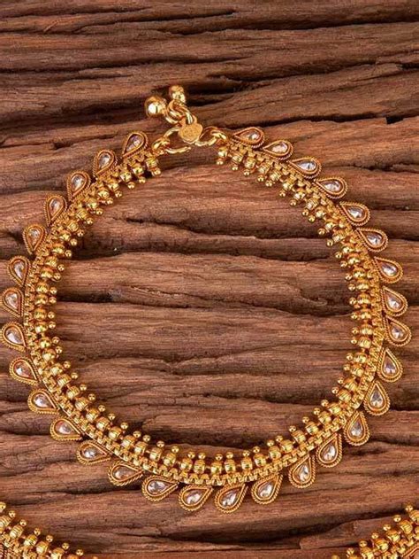 24K gold Anklet/ Payal/ Indian Jewelry/ Silver Payal/ Panjeb/ | Etsy