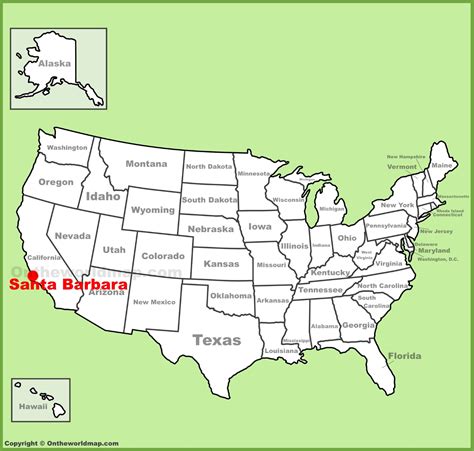 Santa Barbara location on the U.S. Map - Ontheworldmap.com