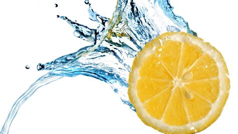 Wallpaper Lemon slice, water splash, white background 1920x1200 HD Picture, Image