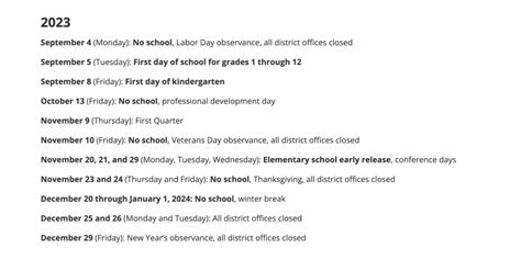 Bellevue School District Calendar 2024-2025 [Holiday Breaks]