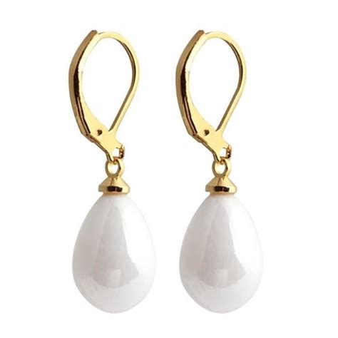 Boucles d’Oreille Dormeuses Perle Blanche Blanc - Achat / Vente boucle d'oreille Boucles d ...