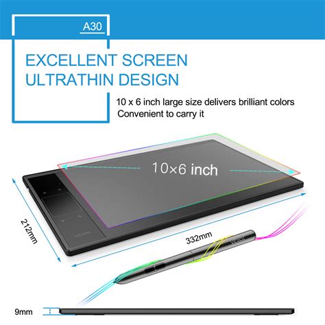 New VEIKK A30 Graphics Drawing Tablet for Illustrator 10×6 inches Large ...