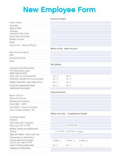 FREE 10+ New Employee Form Samples in PDF | MS Word