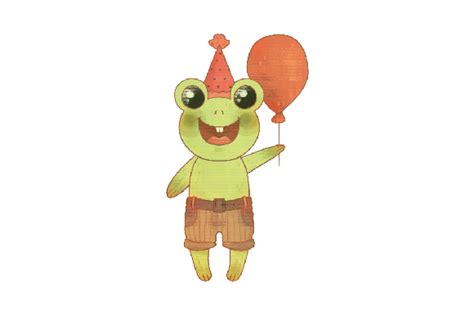 Birthday Frog with Balloon Watercolor SVG Cut file by Creative Fabrica Crafts · Creative Fabrica