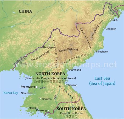 North Korea Physical Map