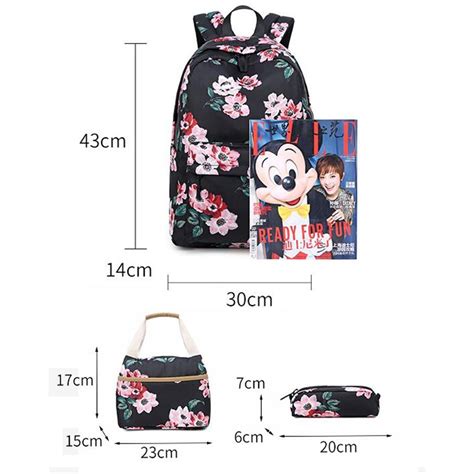 College Backpack Set with USB Charging Port for High School Floral ...