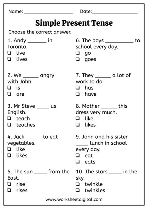 Simple Present Tense Worksheet Digital | The Best Porn Website