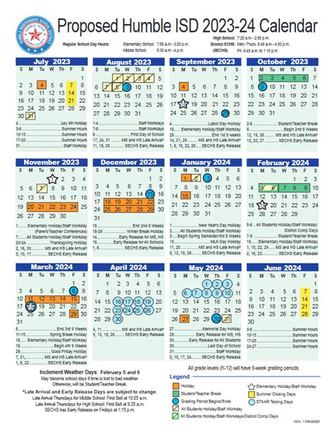 Humble ISD Announces its Proposed 2023-2024 Calendar