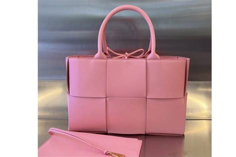 Bottega Veneta 652867 Small Arco Tote Bag in Pink intreccio leather ...