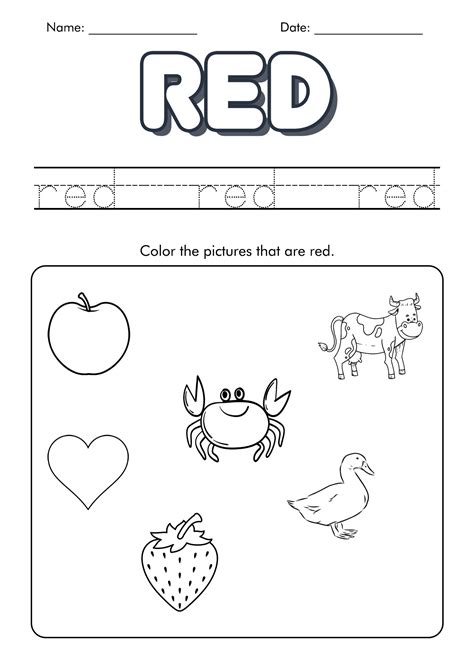 10 Best Images of Red Color Worksheets Printable - Color Red Worksheets ...