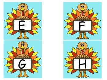 Upper and Lowercase TURKEY Alphabet Flashcards by Jess Lovelace | TpT