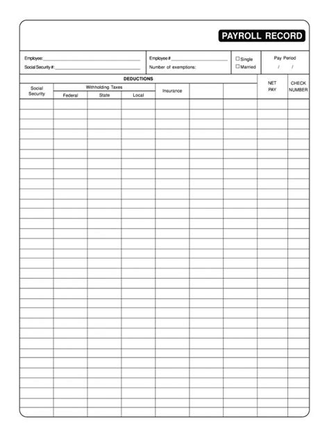 Printable Employee Payroll Ledger Template