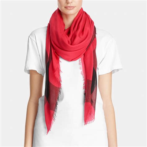 Lyst - Coach Lightweight Windowpane Challis Scarf in Red