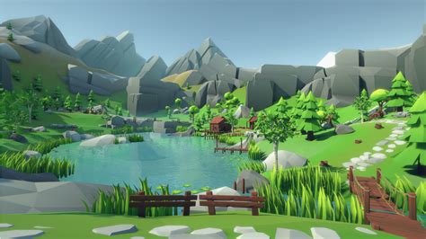 3D model Lowpoly Alpine Woodlands VR / AR / low-poly | CGTrader