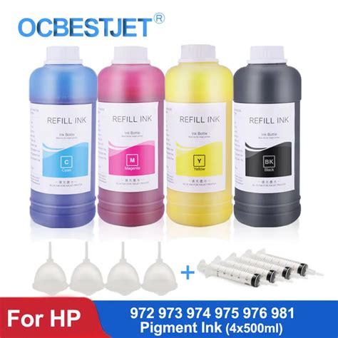 4x500ml Pigment Ink For HP Pagewide 352dw 377dw 452dn 477dn 552dw 577dw Printer Ink For HP 972 ...