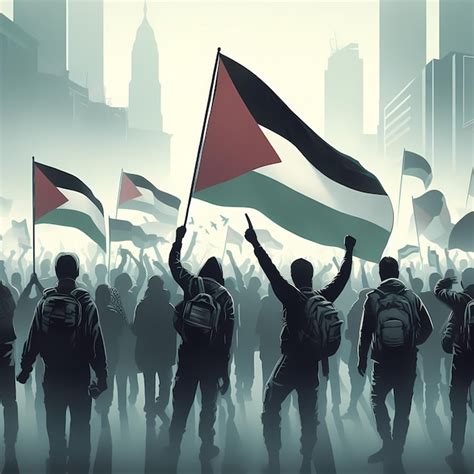 Premium AI Image | People protesting in city with Palestine flag ...