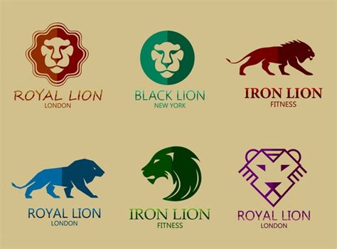 Lion logo sets design in various colors styles Vectors images graphic art designs in editable ...