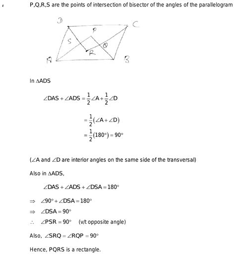 Show that the bisectors of angles of a parallelogram forma rectangle