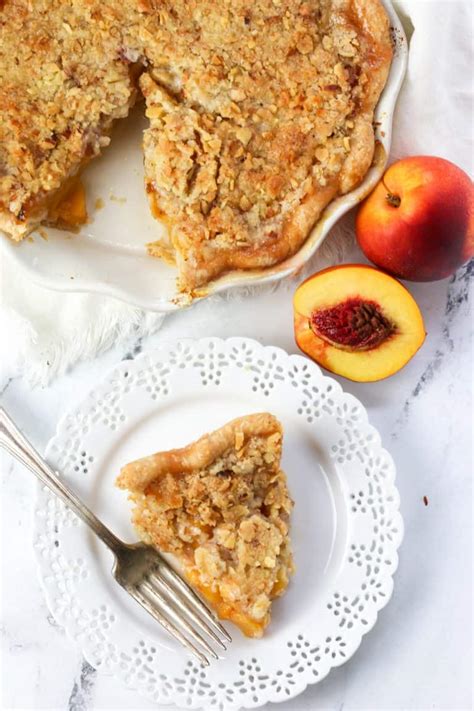 Nectarine Pie (with Almond Crumb Topping!) - Boston Girl Bakes