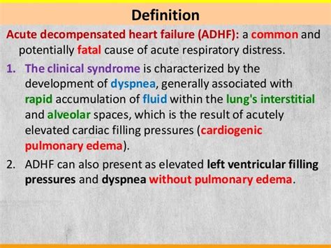 A brief synopsis of acute decompensated heart failure