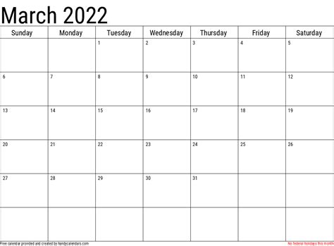 2022 Calendar with Holidays Templates - Handy Calendars