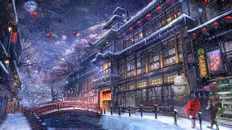 Snow Anime City Wallpapers - Wallpaper Cave