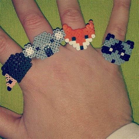 Animal Rings (square board) Hedgehog, Koala, Fox, Raccoon • Australia souvenir craft Melty Bead ...