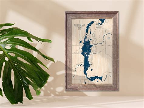 Red Cedar Lake Map, Lake Map, Custom Lake Map, Wood Lake Map, 3D Wall ...