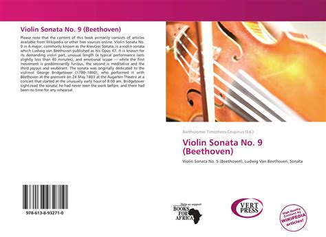 Violin Sonata No. 9 (Beethoven), 978-613-8-93271-0, 6138932714 ...