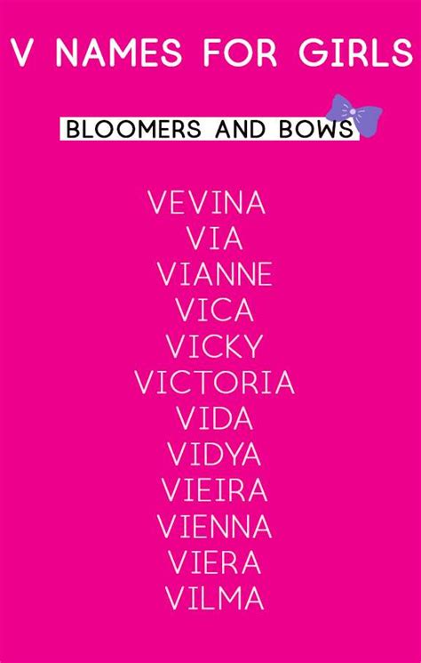 Girl Names that Start with V - Bloomers and Bows