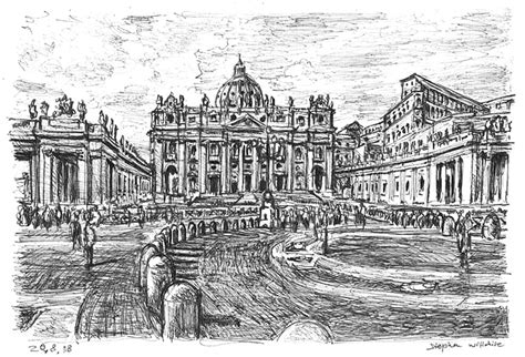 Original Drawing of Vatican City - Skyline Drawings