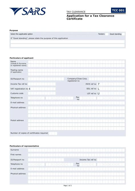 Application For Tax Clearance PDF Form - FormsPal